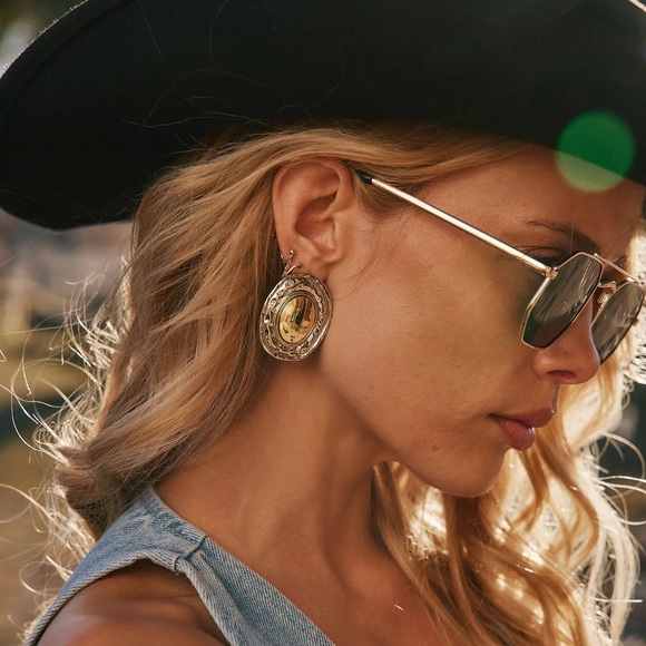 NWT 12th Tribe Bailey Gold And Silver Statement Earrings - Picture 3 of 3